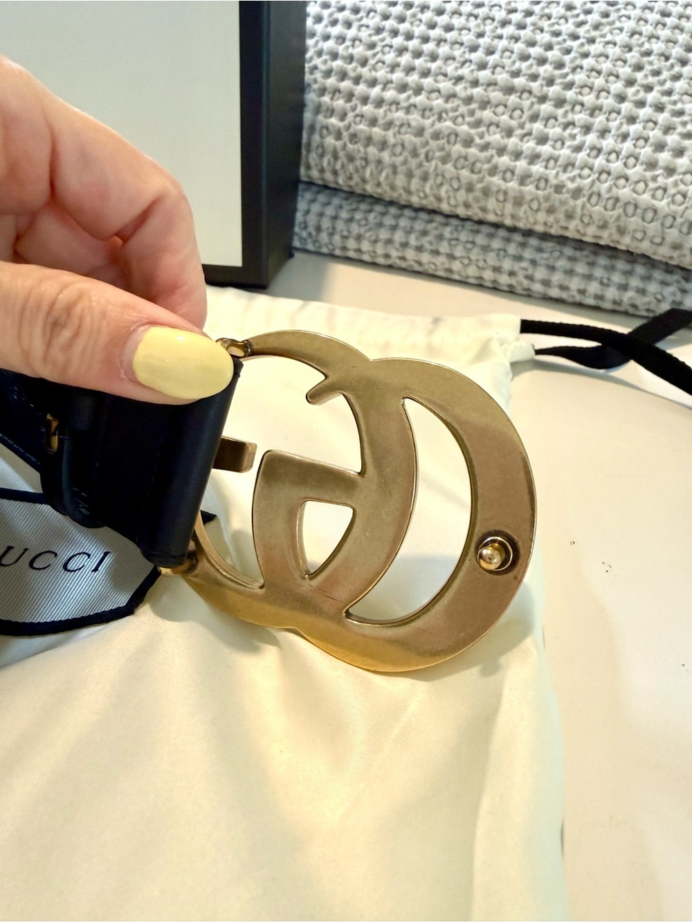 Gucci GG Marmont Black Leather Belt Double G Buckle Size 90 - Picture 5 of 7